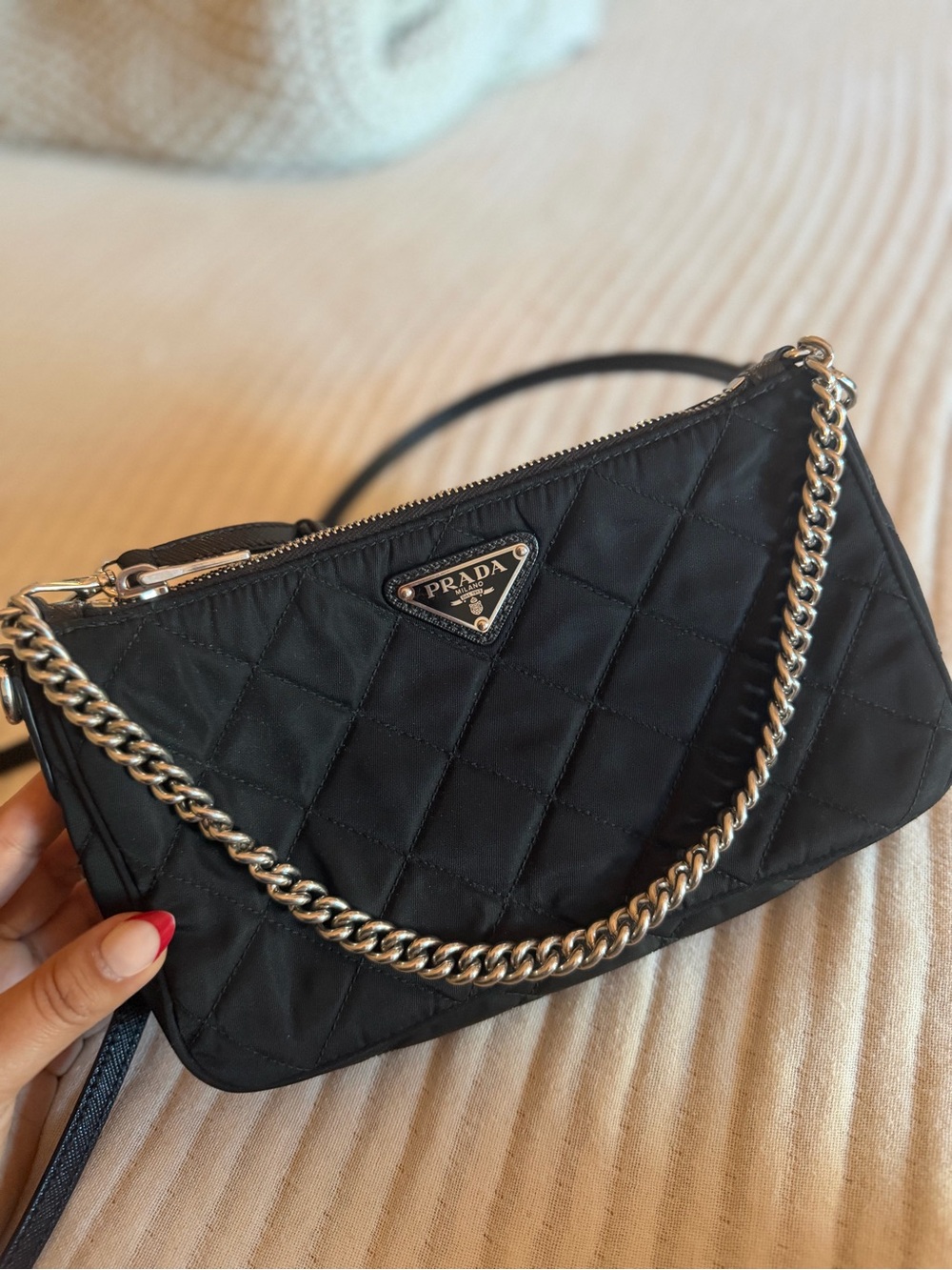 Prada Black Quilted Nylon Shoulder Bag - Picture 6 of 9